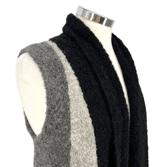 The Alpaca Guy Sleeveless Colorblock Vest Lounge Duster Gray Black One Size - Picture 3 of 11
